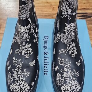 Django & Juliette Black Floral Heeled Boots